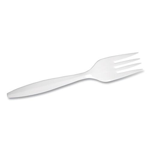 Mediumweight Polypropylene Cutlery, Fork, White, 1,000/Carton. Picture 3