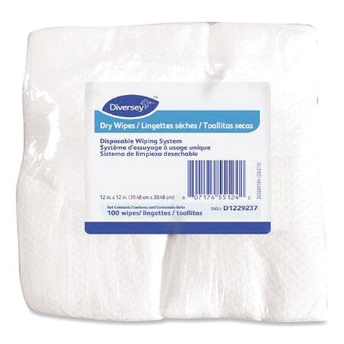 Dry Wipe Disposable Wiping System, 1-Ply, 12 x 12, White, 100/Pack, 6 Packs/Carton. Picture 1