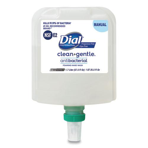 Clean+Gentle Antibacterial Foaming Hand Wash Refill for Dial 1700 Dispenser, Fragrance Free, 1.7 L, 3/Carton. Picture 1