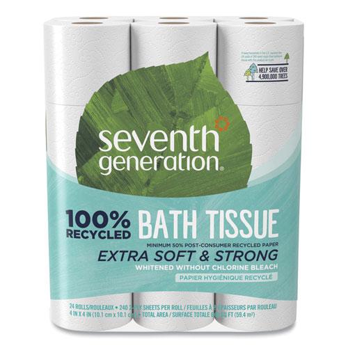 100% Recycled Bathroom Tissue, Septic Safe, 2-Ply, White, 240 Sheets/Roll, 24/Pack, 2 Packs/Carton. Picture 1