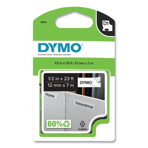 D1 High-Performance Polyester Removable Label Tape, 0.5" x 23 ft, Black on White. Picture 1