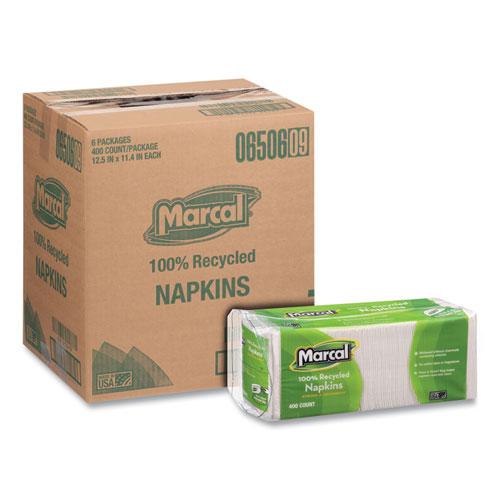 100% Recycled Luncheon Napkins, 11.4 x 12.5, White, 400/Pack, 6PK/CT. Picture 3