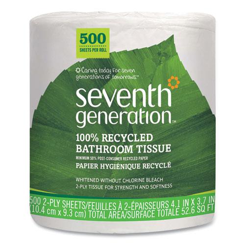 100% Recycled Bathroom Tissue, Septic Safe, Individually Wrapped Rolls, 2-Ply, White, 500 Sheets/Jumbo Roll, 60/Carton. Picture 1