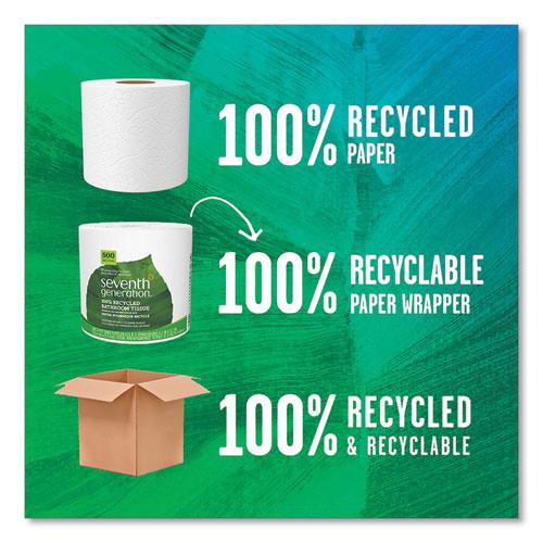 100% Recycled Bathroom Tissue, Septic Safe, Individually Wrapped Rolls, 2-Ply, White, 500 Sheets/Jumbo Roll, 60/Carton. Picture 4
