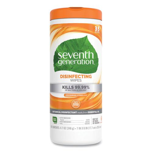 Botanical Disinfecting Wipes, 8 x 7, Lemongrass Citrus, White, 35 Count, 12/Carton. The main picture.