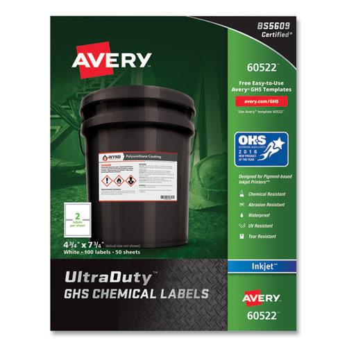 UltraDuty GHS Chemical Waterproof and UV Resistant Labels, 4.75 x 7.75, White, 2/Sheet, 50 Sheets/Pack. Picture 1