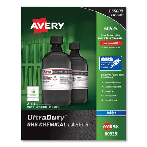 UltraDuty GHS Chemical Waterproof and UV Resistant Labels, 2 x 4, White, 10/Sheet, 50 Sheets/Pack. Picture 1