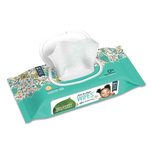 Free and Clear Baby Wipes, 7 x 7, Unscented, White, 64/Flip Top Pack, 12 Packs/Carton. Picture 4