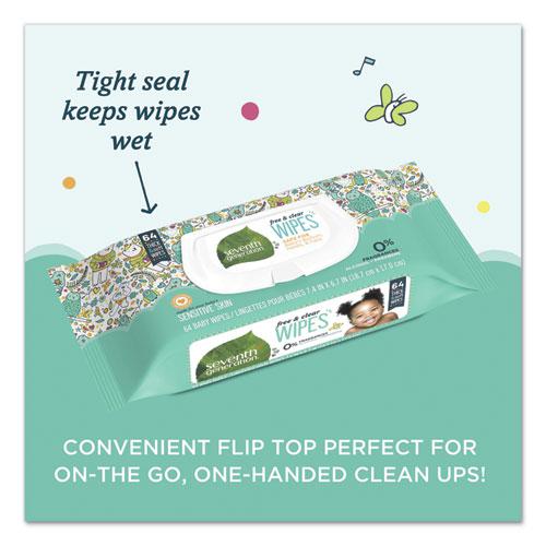 Free and Clear Baby Wipes, 7 x 7, Unscented, White, 64/Flip Top Pack, 12 Packs/Carton. Picture 6
