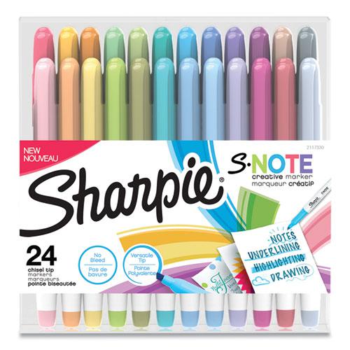 S-Note Creative Markers, Assorted Ink Colors, Chisel Tip, Assorted Barrel Colors, 24/Pack. Picture 1