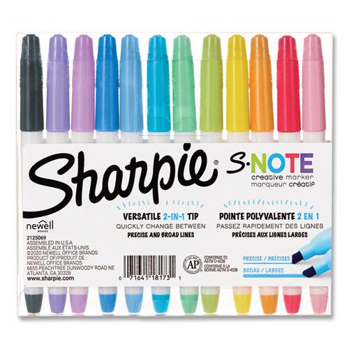 S-Note Creative Markers, Assorted Ink Colors, Chisel Tip, Assorted Barrel Colors, 12/Pack. Picture 2