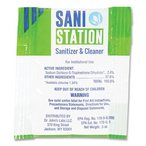 Sani Station Hard Surface Cleaner Kit, 1 Spray Bottle, 1 Tube Chlorine Test Strips, 100 0.5 oz Packets. Picture 4