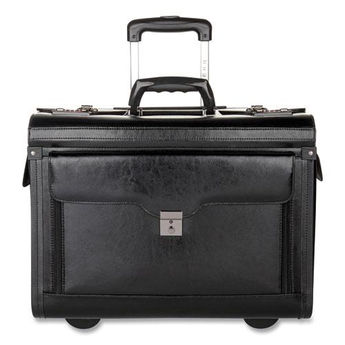 Catalog Case on Wheels, Fits Devices Up to 17.3", Leather, 19 x 9 x 15.5, Black. Picture 1