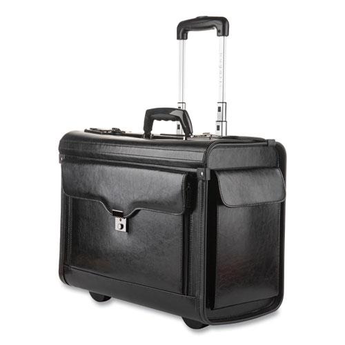 Catalog Case on Wheels, Fits Devices Up to 17.3", Leather, 19 x 9 x 15.5, Black. Picture 3