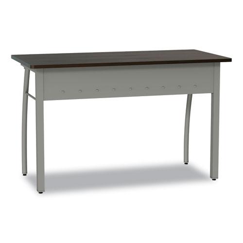 Trento Line Rectangular Desk, 47.25" x 23.63" x 29.5", Mocha/Gray. Picture 3