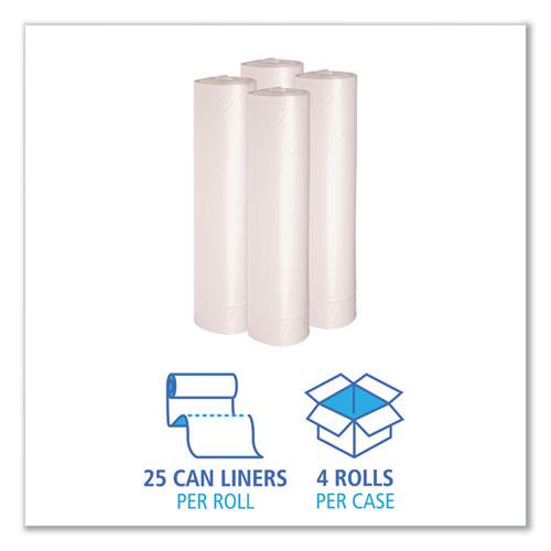 Recycled Low-Density Polyethylene Can Liners, 56 gal, 1.4 mil, 43" x 47", Clear, 10 Bags/Roll, 10 Rolls/Carton. Picture 3