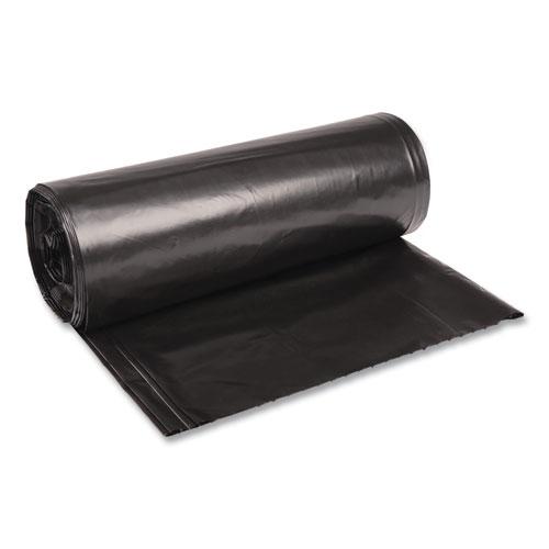 Recycled Low-Density Polyethylene Can Liners, 60 gal, 1.6 mil, 38" x 58", Black, 10 Bags/Roll, 10 Rolls/Carton. Picture 1