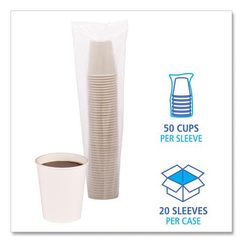 Paper Hot Cups, 8 oz, White, 50 Cups/Sleeve, 20 Sleeves/Carton. Picture 4