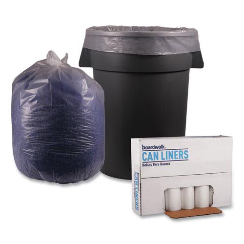 Recycled Low-Density Polyethylene Can Liners, 60 gal, 1.1 mil, 38" x 58", Clear, 10 Bags/Roll, 10 Rolls/Carton. Picture 4