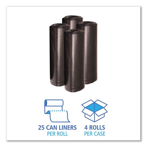 Recycled Low-Density Polyethylene Can Liners, 45 gal, 1.6 mil, 40" x 46", Black, 10 Bags/Roll, 10 Rolls/Carton. Picture 3