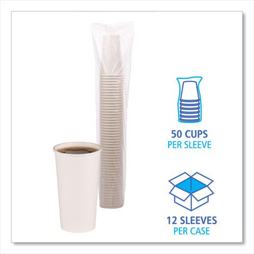 Paper Hot Cups, 20 oz, White, 50 Cups/Sleeve, 12 Sleeves/Carton. Picture 4