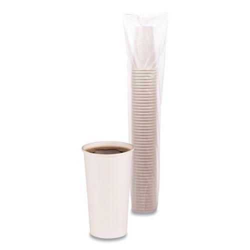 Paper Hot Cups, 20 oz, White, 50 Cups/Sleeve, 12 Sleeves/Carton. Picture 3