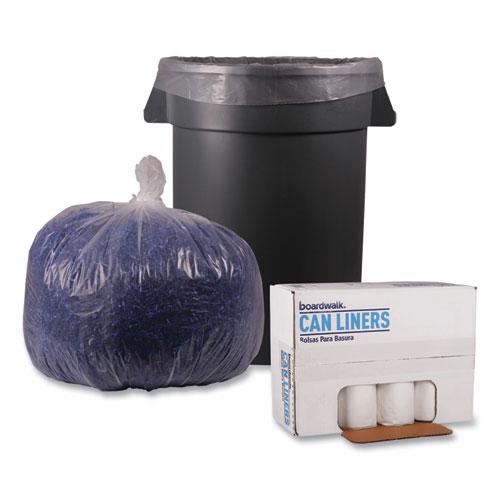 Recycled Low-Density Polyethylene Can Liners, 33 gal, 1.1 mil, 33" x 39", Clear, 10 Bags/Roll, 10 Rolls/Carton. Picture 4