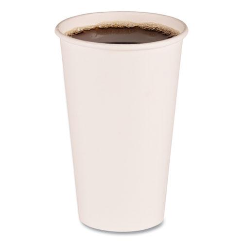 Paper Hot Cups, 16 oz, White, 50 Cups/Sleeve, 20 Sleeves/Carton. Picture 1