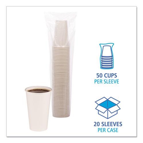 Paper Hot Cups, 16 oz, White, 50 Cups/Sleeve, 20 Sleeves/Carton. Picture 4