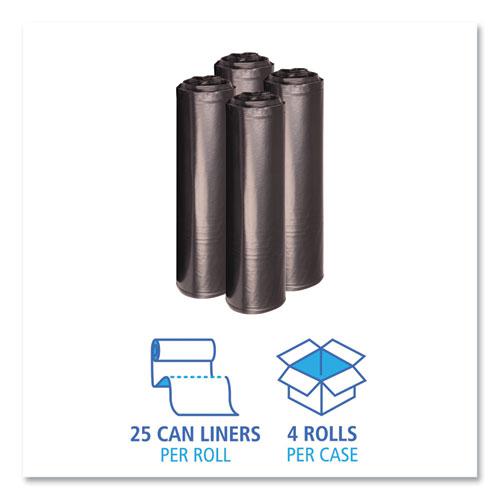 Recycled Low-Density Polyethylene Can Liners, 33 gal, 1.2 mil, 33" x 39", Black, 10 Bags/Roll, 10 Rolls/Carton. Picture 3