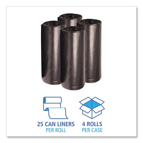 Recycled Low-Density Polyethylene Can Liners, 60 gal, 1.6 mil, 38" x 58", Black, 10 Bags/Roll, 10 Rolls/Carton. Picture 3
