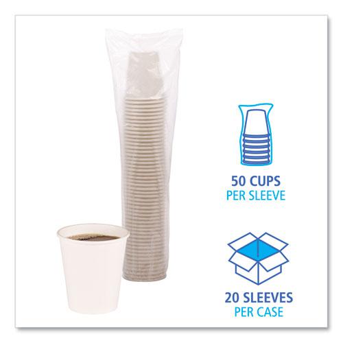 Paper Hot Cups, 10 oz, White, 50 Cups/Sleeve, 20 Sleeves/Carton. Picture 4