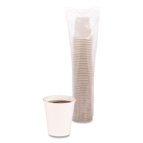 Paper Hot Cups, 10 oz, White, 50 Cups/Sleeve, 20 Sleeves/Carton. Picture 3