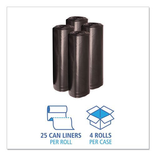 Recycled Low-Density Polyethylene Can Liners, 60 gal, 1.2 mil, 38" x 58", Black, 10 Bags/Roll, 10 Rolls/Carton. Picture 3