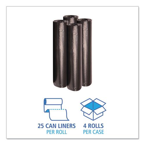Recycled Low-Density Polyethylene Can Liners, 45 gal, 1.2 mil, 40" x 46", Black, 10 Bags/Roll, 10 Rolls/Carton. Picture 3