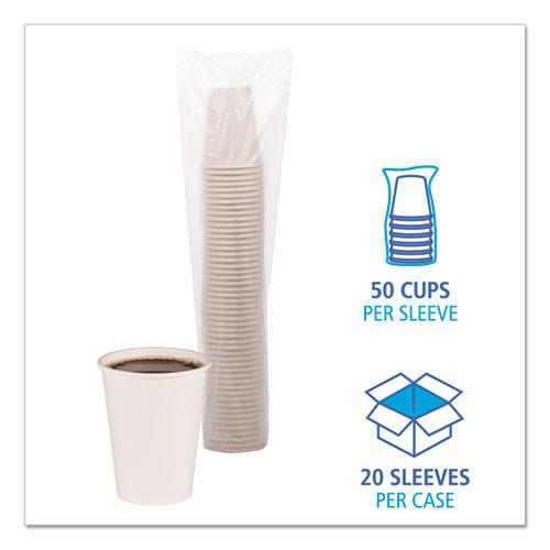 Paper Hot Cups, 12 oz, White, 50 Cups/Sleeve, 20 Sleeves/Carton. Picture 4