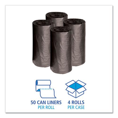 Low-Density Waste Can Liners, 10 gal, 0.35 mil, 24" x 23", Black, 50 Bags/Roll, 10 Rolls/Carton. Picture 3
