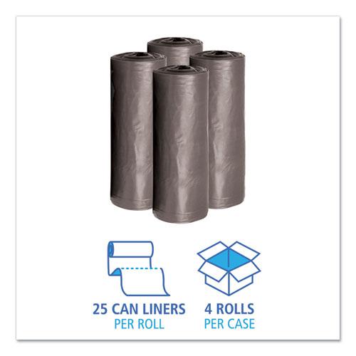 Low-Density Waste Can Liners, 30 gal, 0.95 mil, 30" x 36", Gray, 25 Bags/Roll, 4 Rolls/Carton. Picture 3