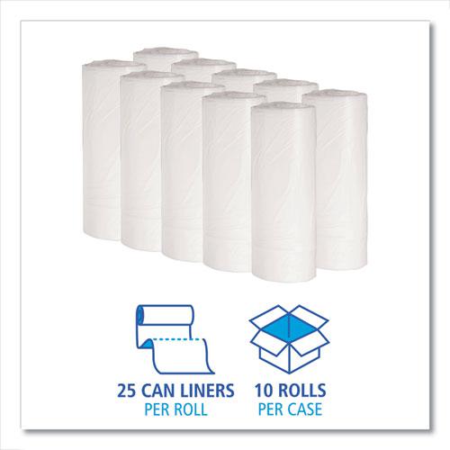 Low-Density Waste Can Liners, 10 gal, 0.4 mil, 24" x 23", White, 25 Bags/Roll, 20 Rolls/Carton. Picture 3