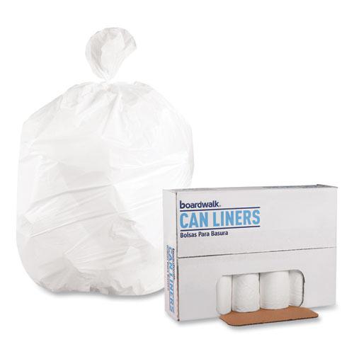 Low-Density Waste Can Liners, 10 gal, 0.4 mil, 24" x 23", White, 25 Bags/Roll, 20 Rolls/Carton. Picture 4