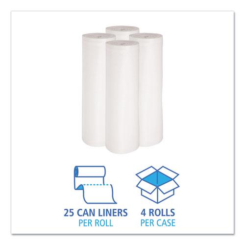 Low-Density Waste Can Liners, 60 gal, 0.6 mil, 38" x 58", White, 25 Bags/Roll, 4 Rolls/Carton. Picture 3