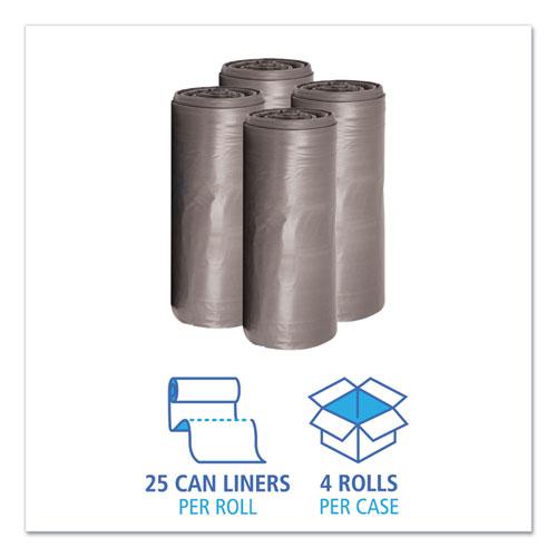 Low-Density Waste Can Liners, 33 gal, 1.1 mil, 33" x 39", Gray, 25 Bags/Roll, 4 Rolls/Carton. Picture 3