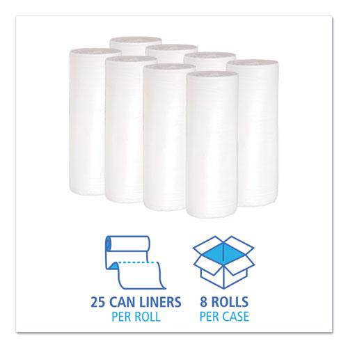 Low-Density Waste Can Liners, 30 gal, 0.6 mil, 30" x 36", White, 25 Bags/Roll, 8 Rolls/Carton. Picture 3