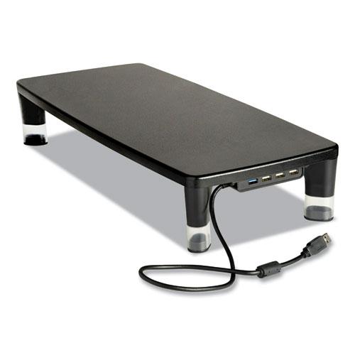 Monitor Stand MS100B, 21.6 x 9.4 x 2.7 to 3.9, Black/Clear, Supports 33 lb. Picture 1