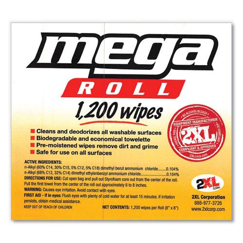 Gym Wipes Mega Roll Refill, 8 x 8, Unscented, White, 1,200/Roll, 2 Rolls/Carton. Picture 4