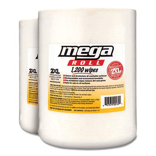 Gym Wipes Mega Roll Refill, 8 x 8, Unscented, White, 1,200/Roll, 2 Rolls/Carton. Picture 3