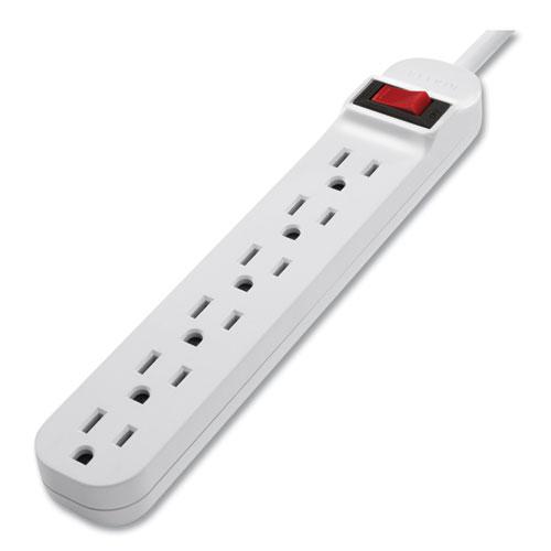 Power Strip, 6 Outlets, 3 ft Cord, White. Picture 3