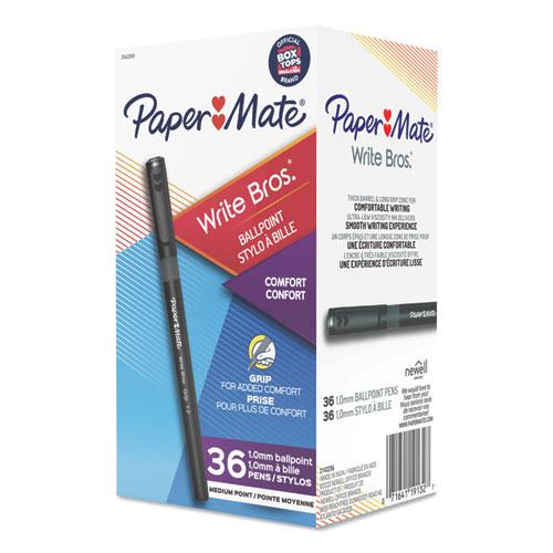 Write Bros. Grip Ballpoint Pen, Stick, Medium 1 mm, Black Ink, Black Barrel, 36/Pack. Picture 1