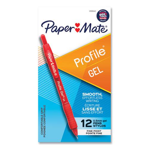 Profile Gel Pen, Retractable, Fine 0.5 mm, Red Ink, Translucent Red Barrel, Dozen. Picture 1