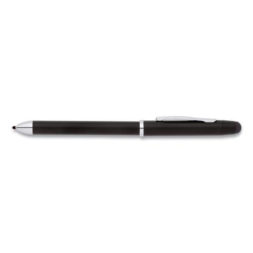 Tech3+ Multi-Color Ballpoint Pen/Stylus, Retractable, Medium 1 mm, Black/Red Ink, Satin Black/Chrome-Plated Accents Barrel. Picture 2